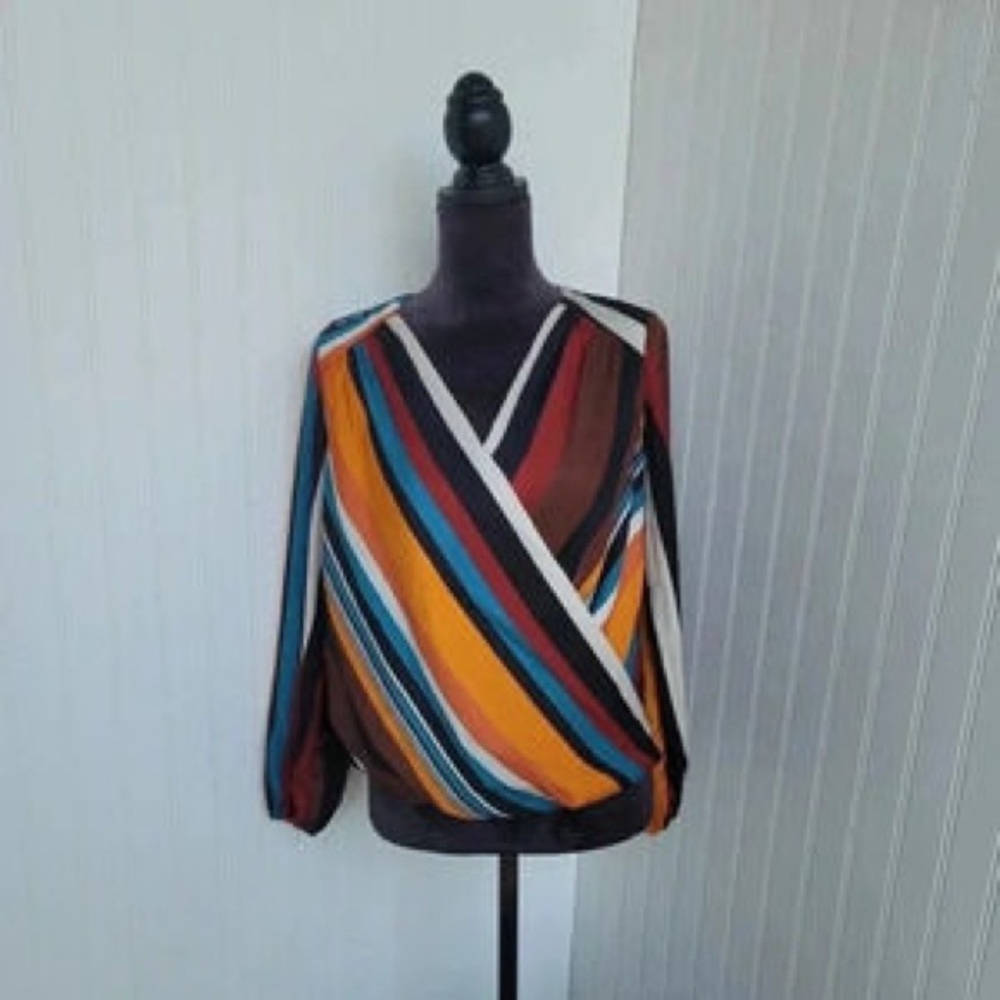 INC International Concepts Colorful Striped Blouse - Picture 2 of 5